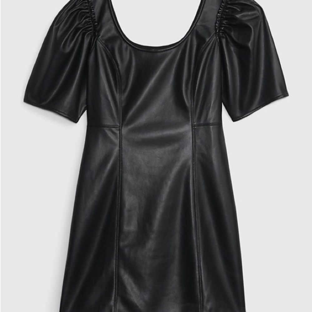 GAP Vegan Leather Puff Sleeve Mini Dress - Picture 2 of 12